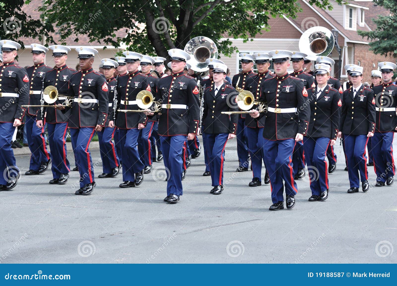 The USMC Marine Forces Reserve Band in Parade Editorial Photography