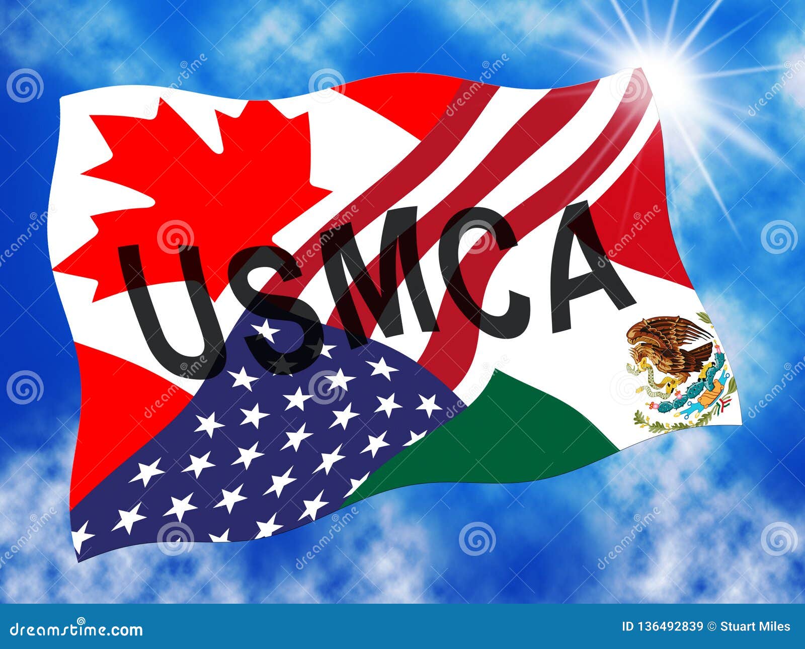 USMCA United States Mexico Canada Agreement Treaty - 2d Illustration