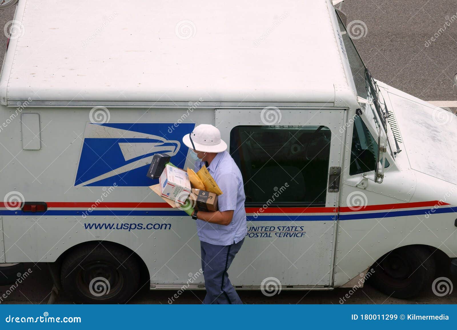 USPS Mailman with Mask and Gloves during the COVID-19 Coronavirus