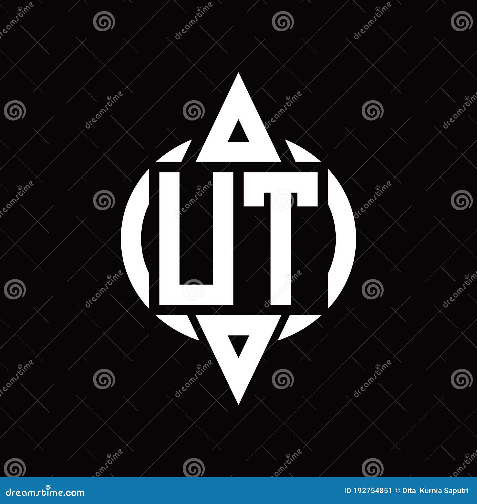 ut logo with circle rounded combine triangle top and bottom side  template