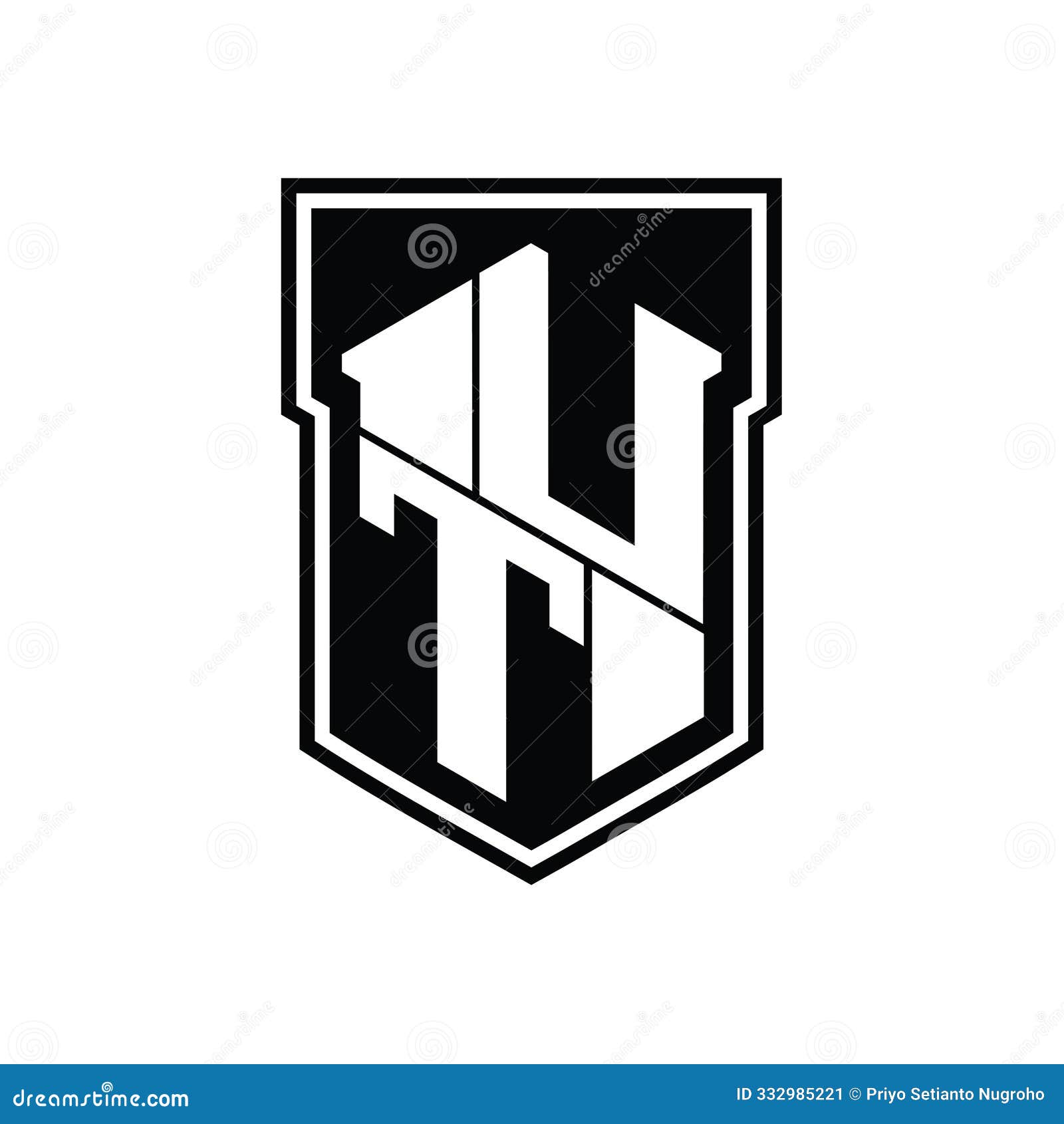 ut logo monogram hexagon geometric up and down inside shield  style  template