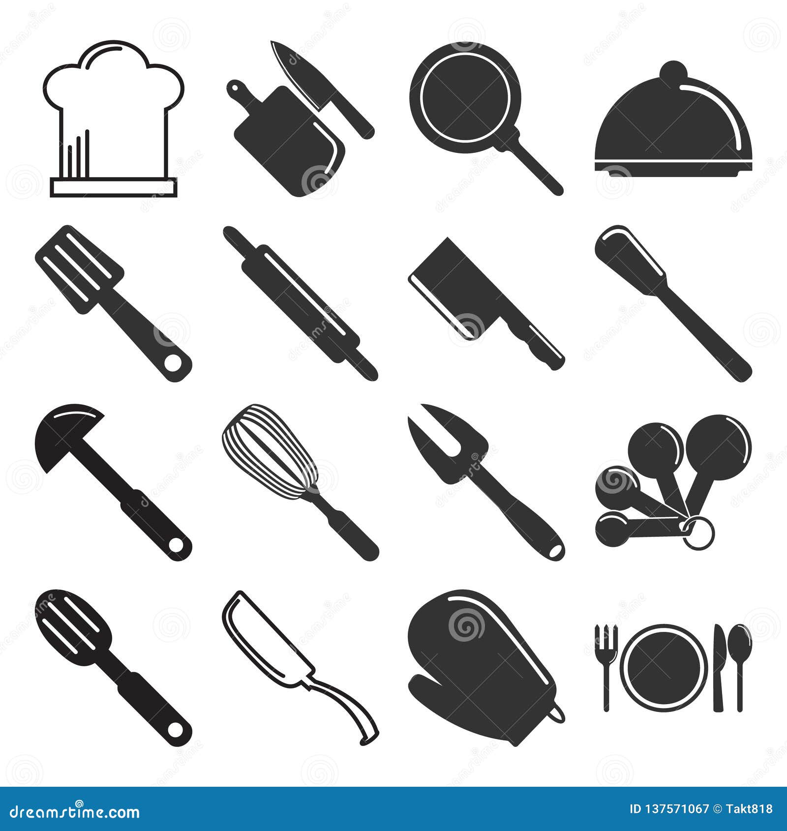 Utensil, Kitchenware Icon Set Illustration Stock Vector Illustration