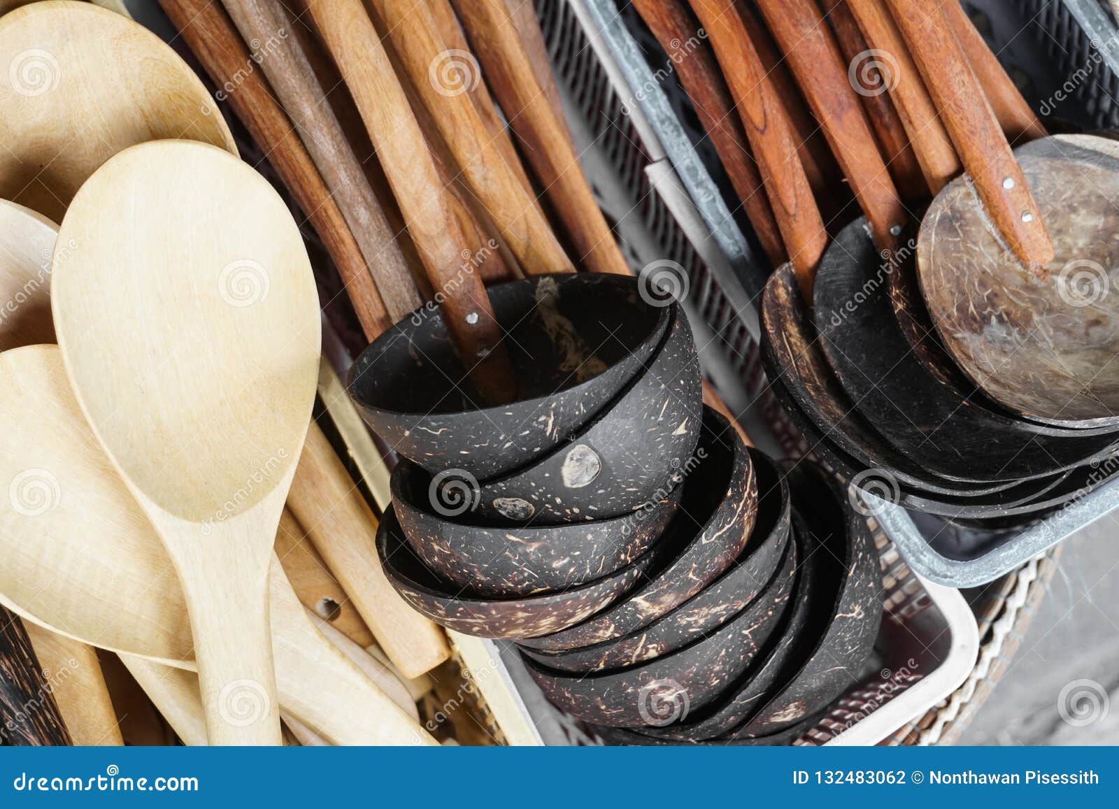 Utensilios De Cocinar Tradicionales Tailandeses Foto de archivo