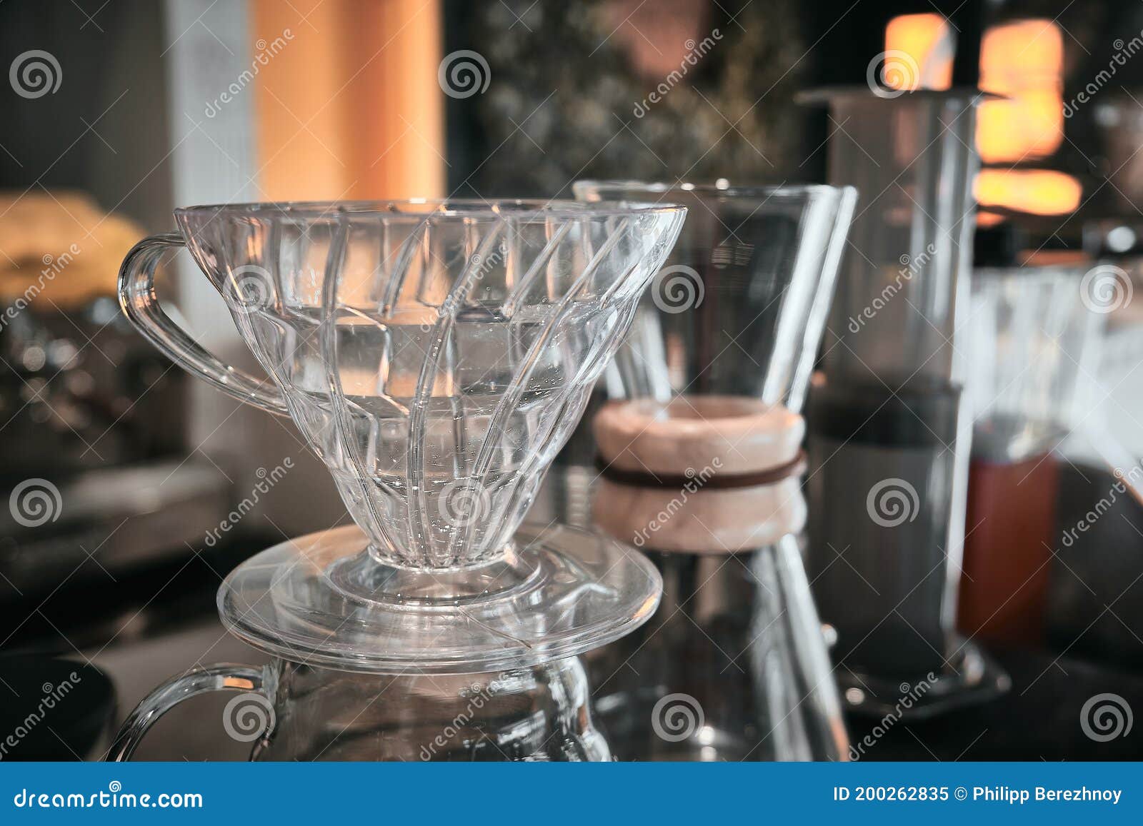 Utensils for Coffee Brewing is on Cafe Bar Counter Stock Image Image