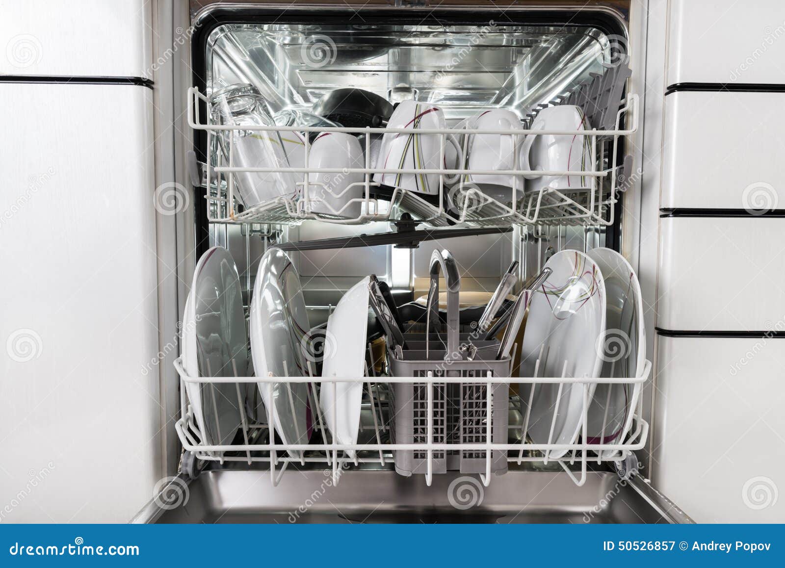 Utensils in dishwasher stock image. Image of plate, abundance 50526857