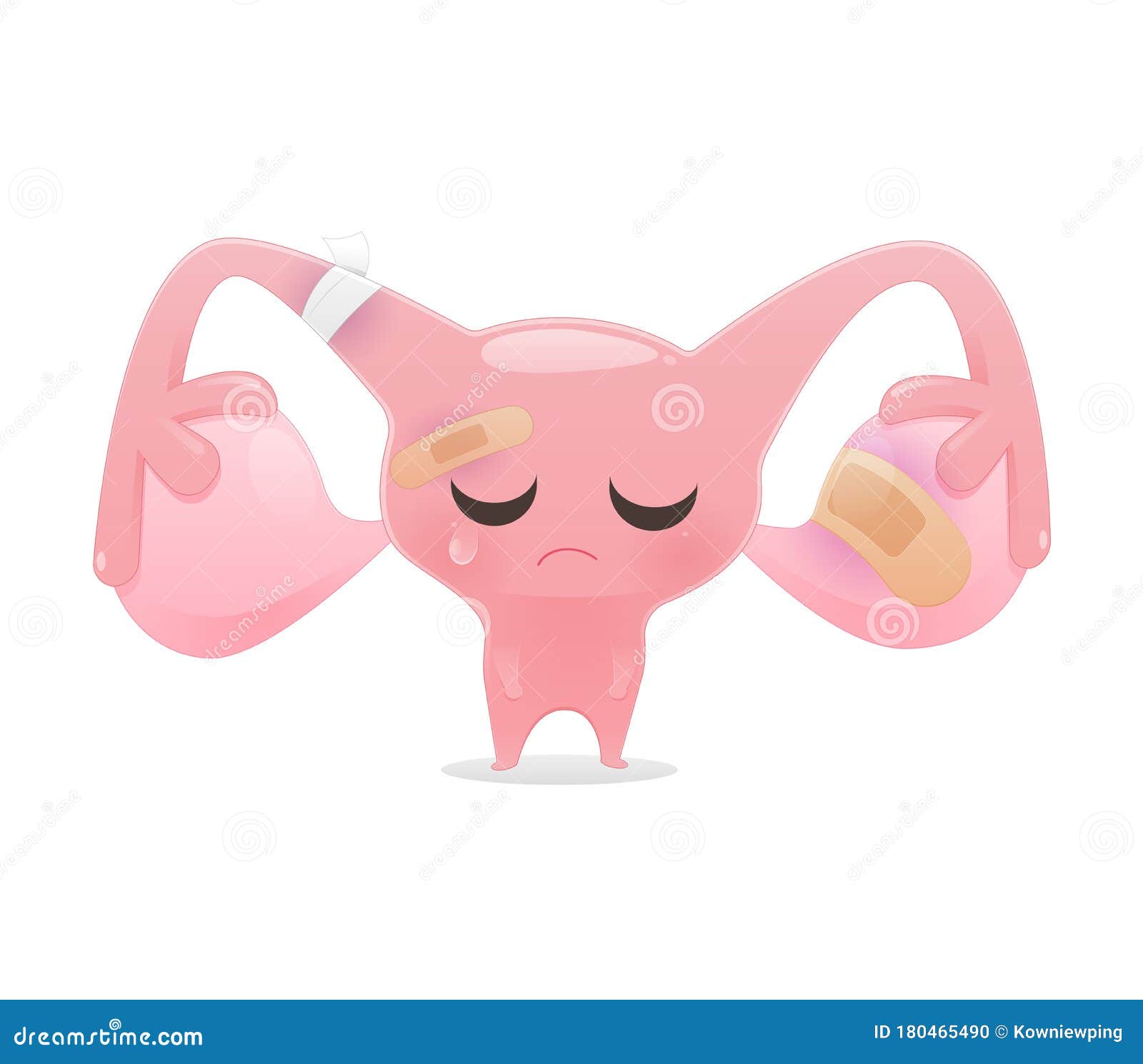 Uterus Cartoon in Green Shirt Crying because of Injury Stock Vector ...