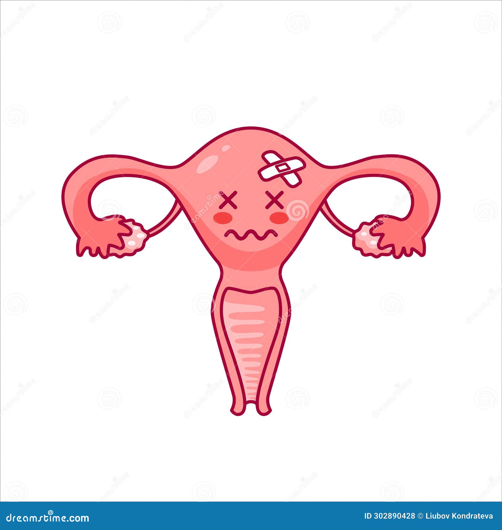 Uterus. Cute Sad Cartoon Character in Kawaii Style. Disease ...