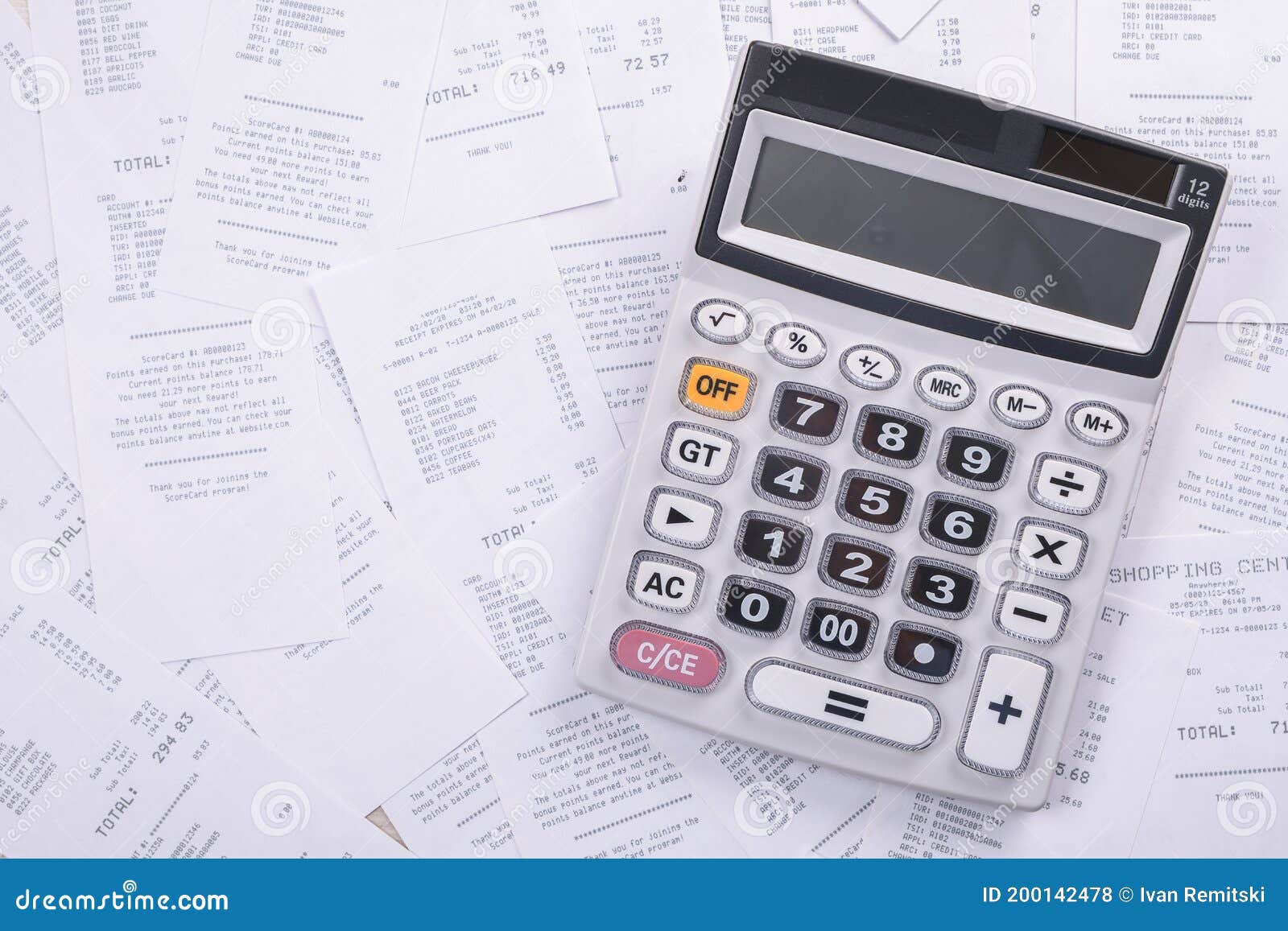 Utility Bill and Calculator with Pencil.Financial Data Analyzing