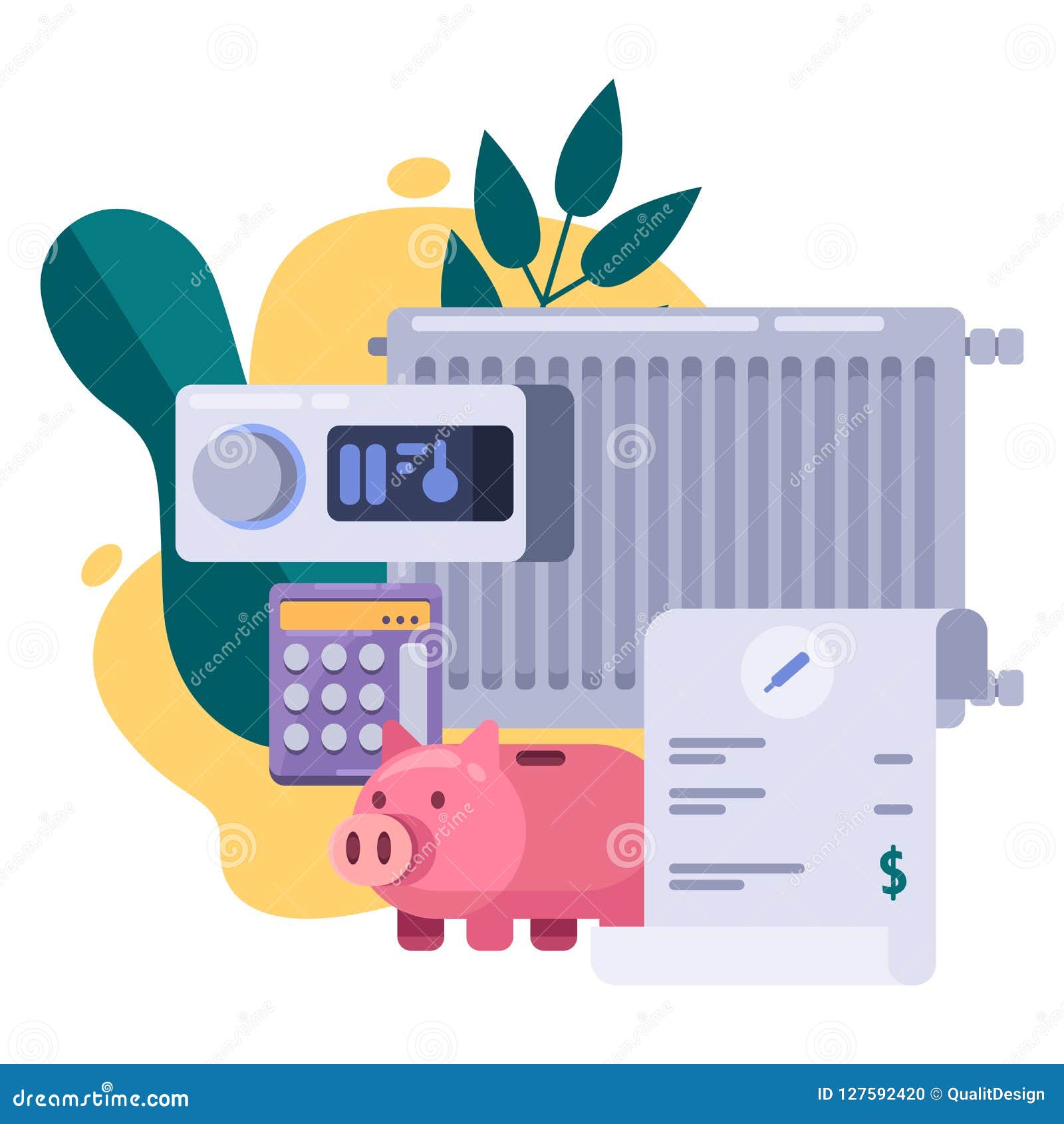 Utility Bills and Saving Resources Concept. Vector Flat Illustration