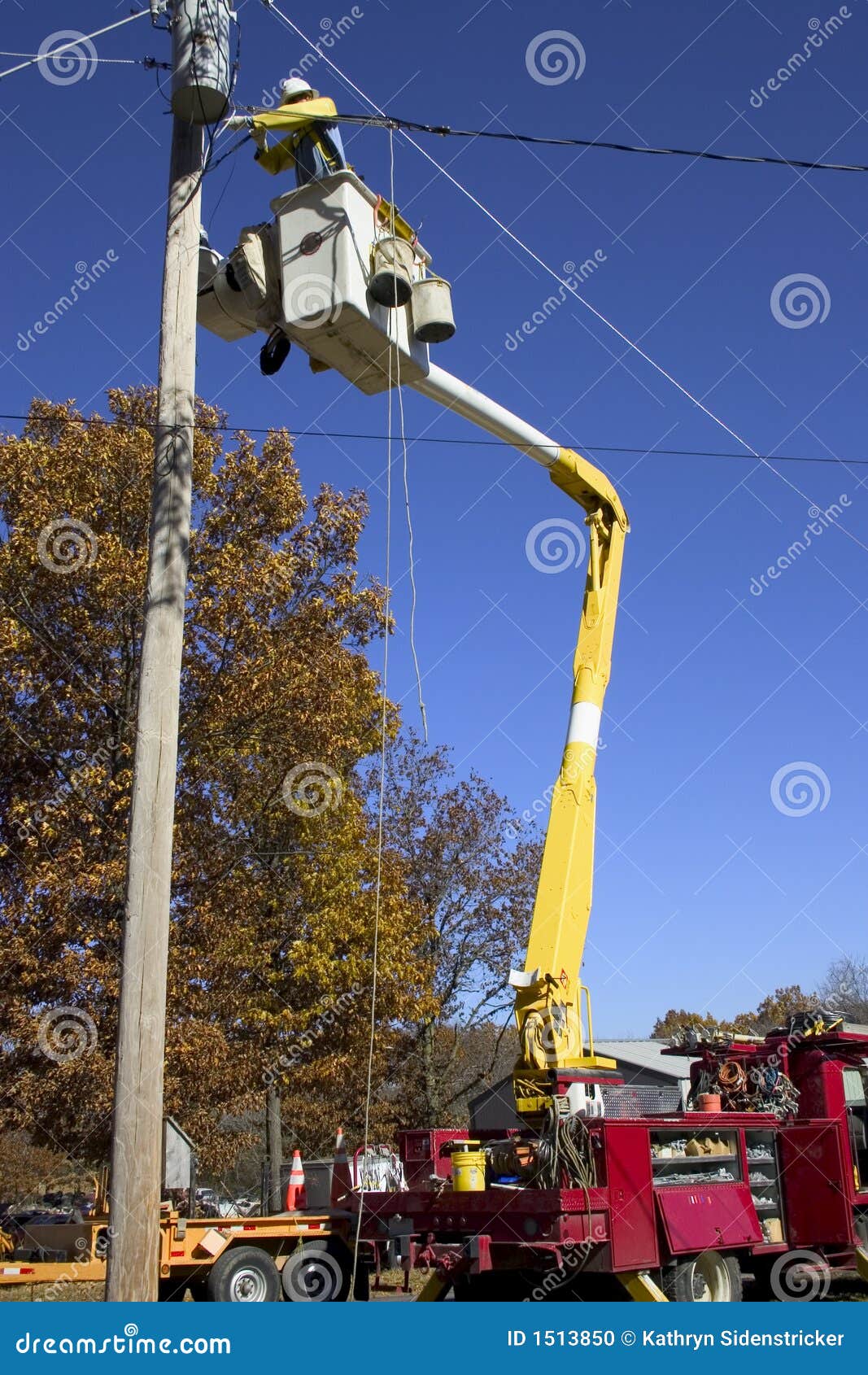 Utility Pole Work stock photo. Image of service, wiring 1513850