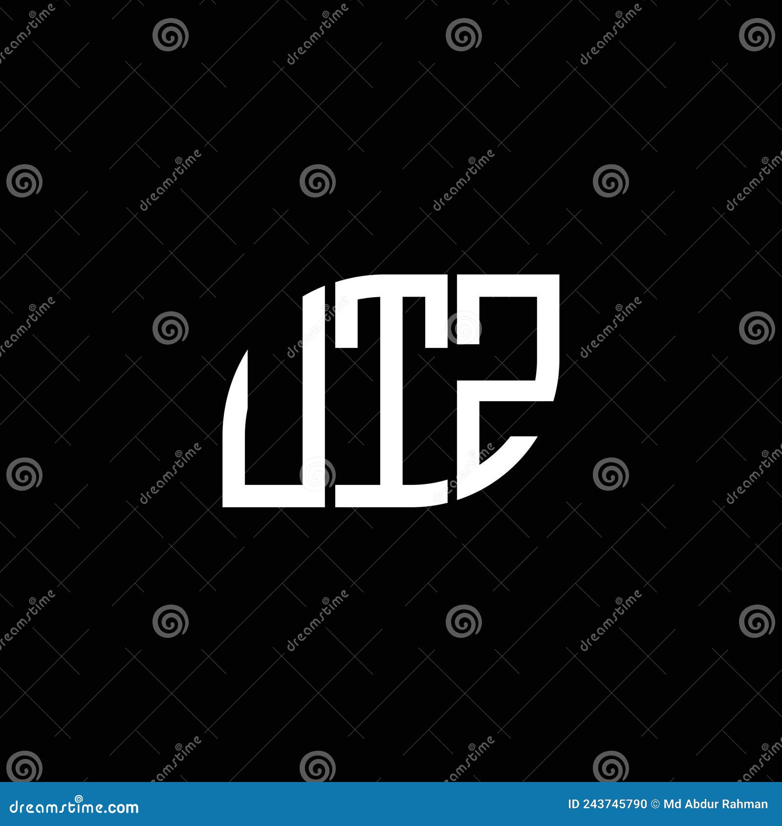 UTZ Letter Logo Design on Black Background. UTZ Creative Initials ...
