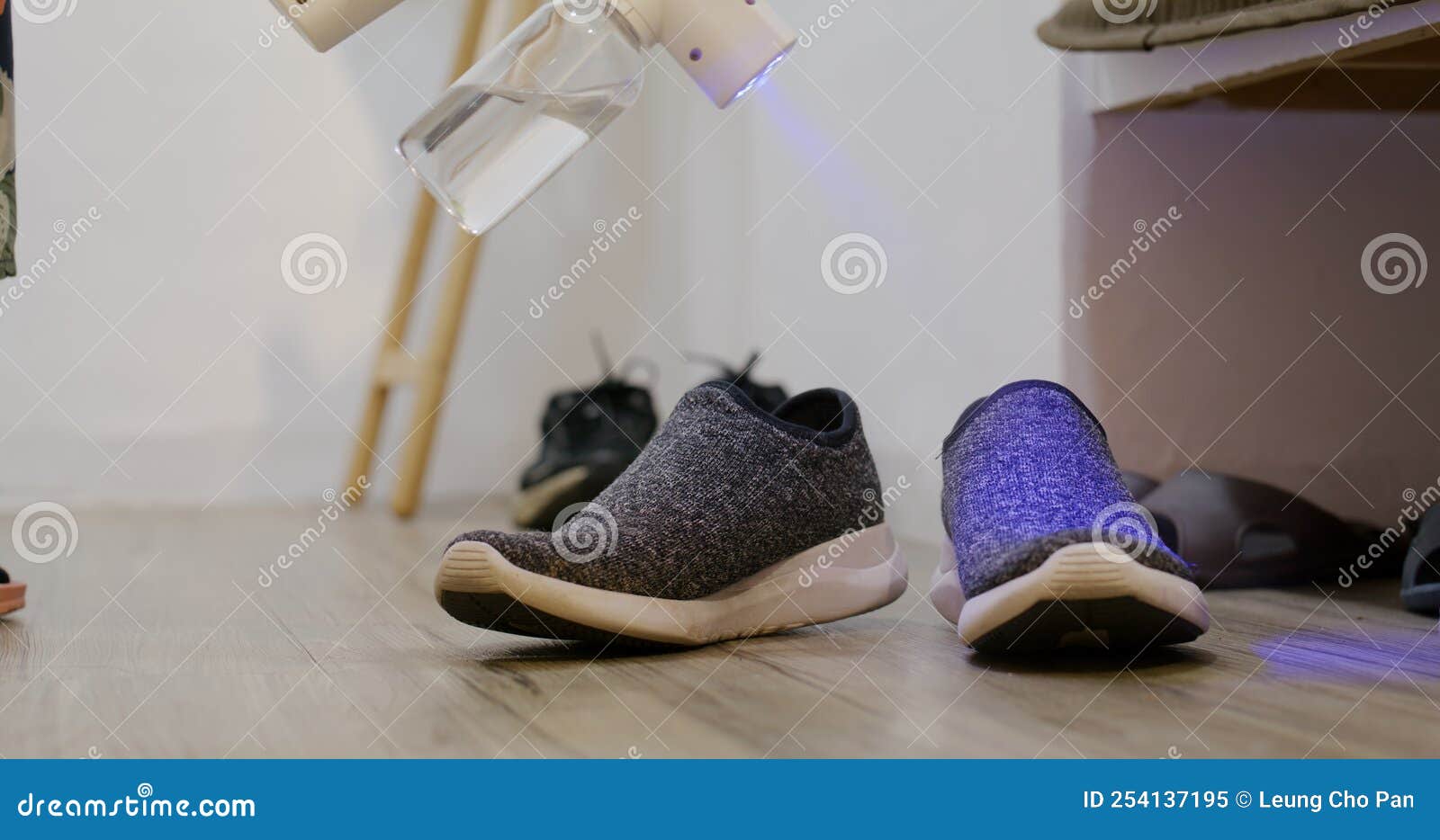 UV Light Alcohol Spray for Cleaning Shoes Stock Image - Image of person,  bacterial: 254137195