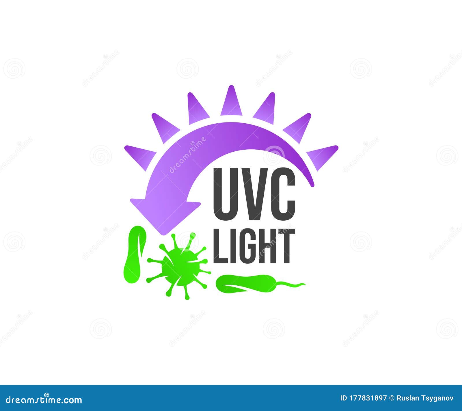 UVC Light Germicidal, Sun, Bacteria And Virus, Logo Design. Healthcare ...