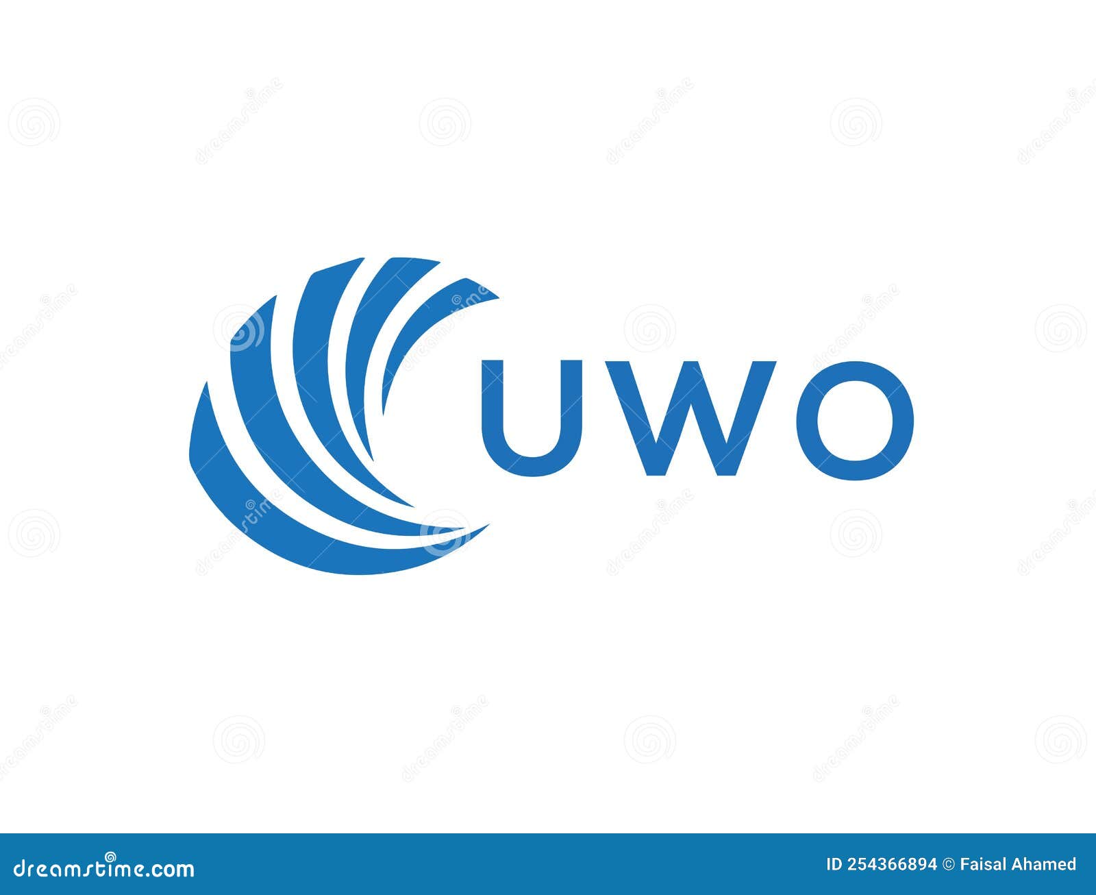 UWO Letter Logo Design on White Background. UWO Creative Circle Letter