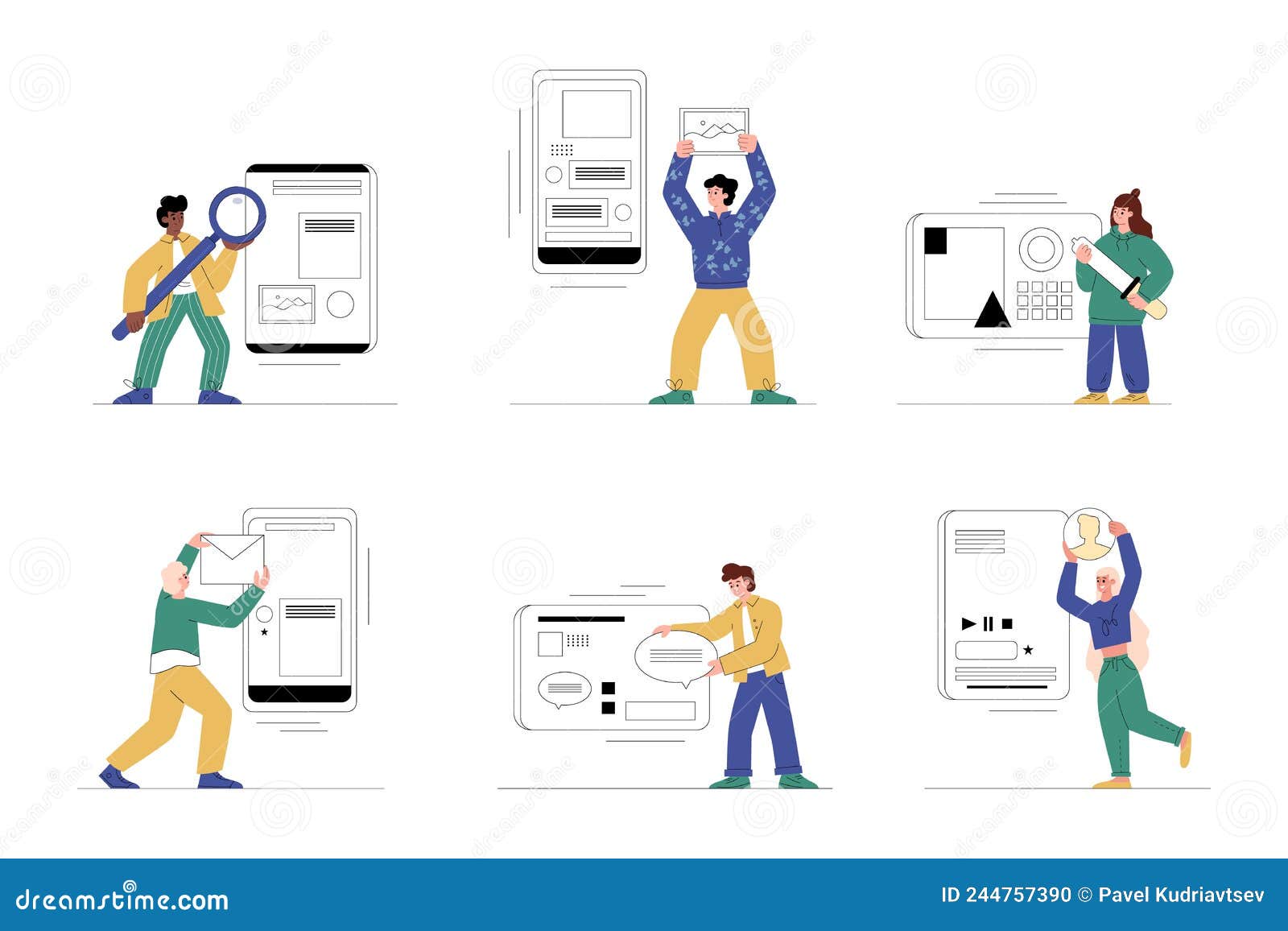 UX UI Design Developers and Programmers, Flat Vector Illustration ...