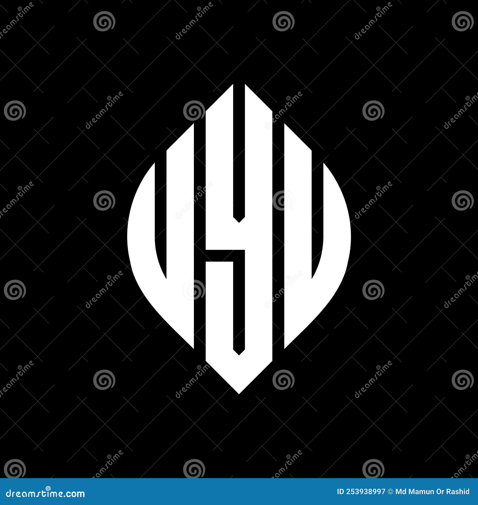 uyu circle letter logo  with circle and ellipse . uyu ellipse letters with typographic style. the three initials form a