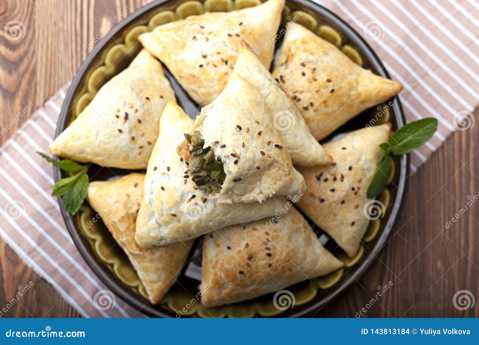 Uzbek samsa with greens stock photo. Image of national - 143813184