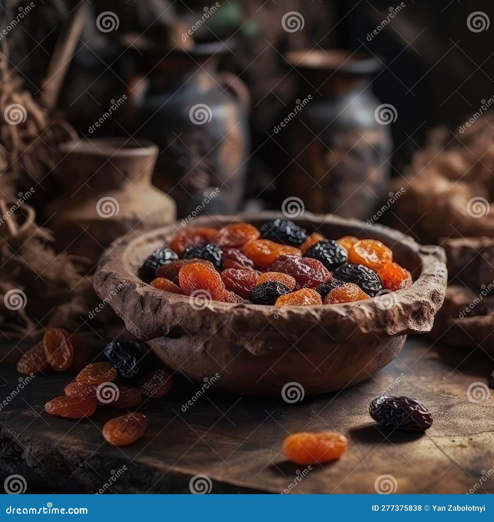 Uzvar Dried Fruit Compote on Stone in Rustic Pub Ukrainian Dishes