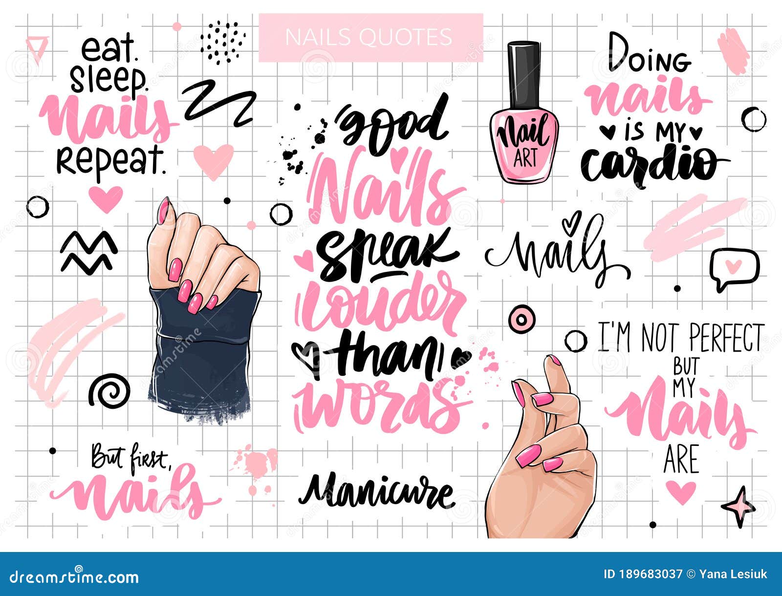 Uñas Y Manicura Con Mano De Mujer Letras Manuscritas Frases Inspiración