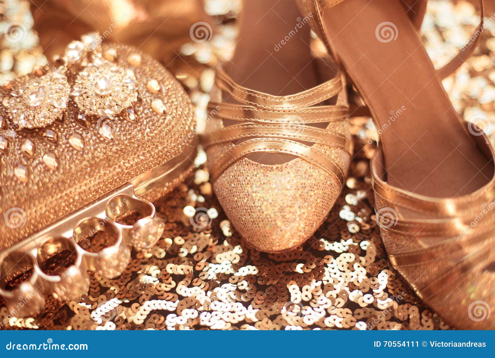 Vêtements Et Accessoires De Femmes D'or Chaussures De Mode Cher Image stock  - Image du bijoux, charme: 70554111