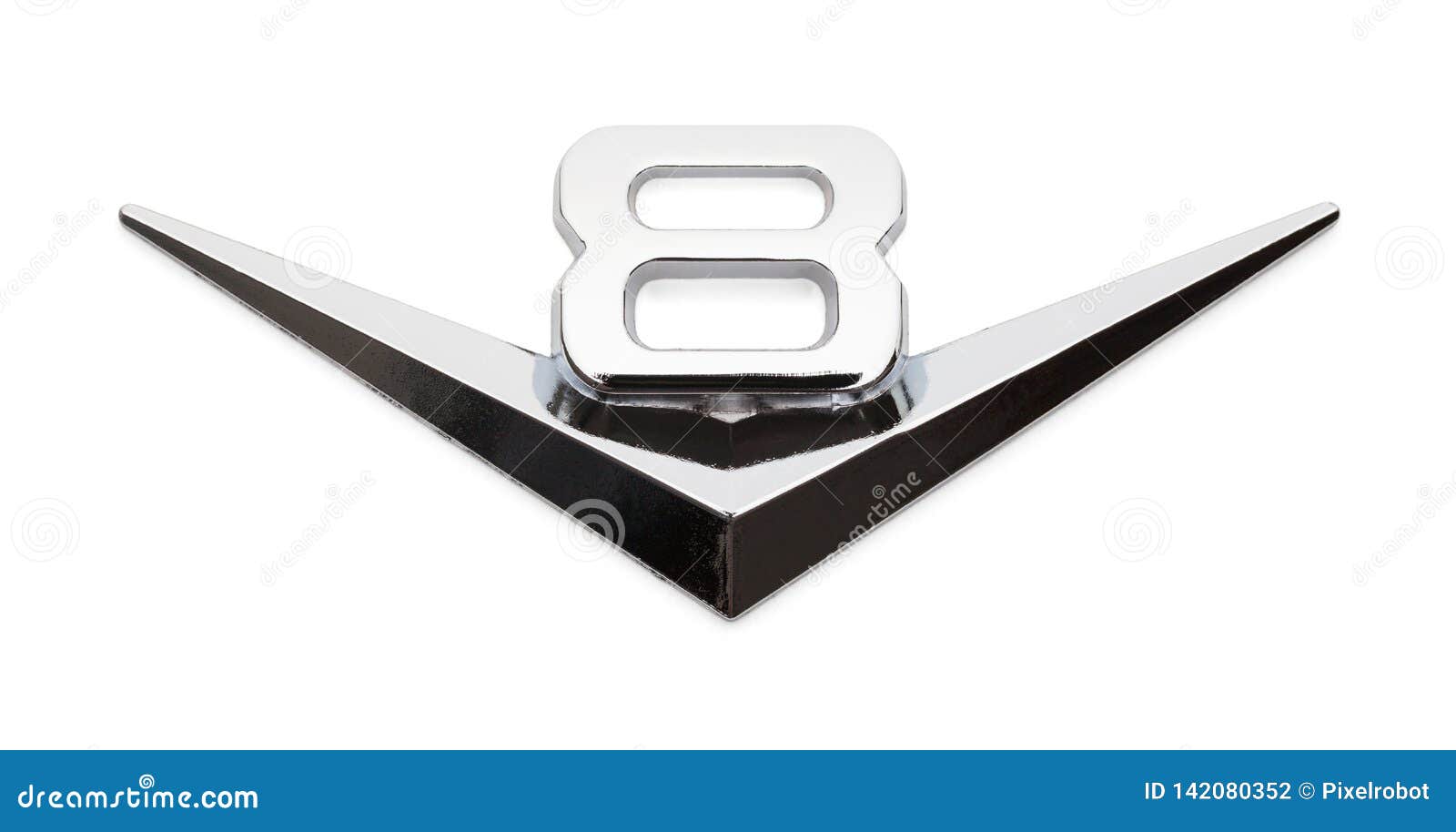 V8 Chrome Car Decal editorial photography. Image of insignia 142080352