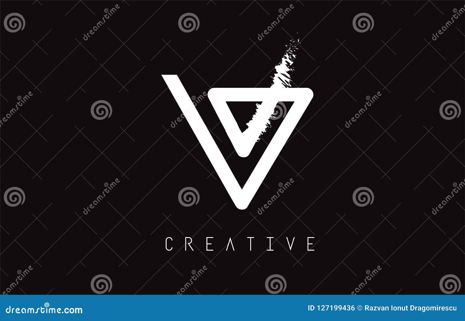 Download V Monogram Letter Logo Design Brush Paint Stroke. Stock ...