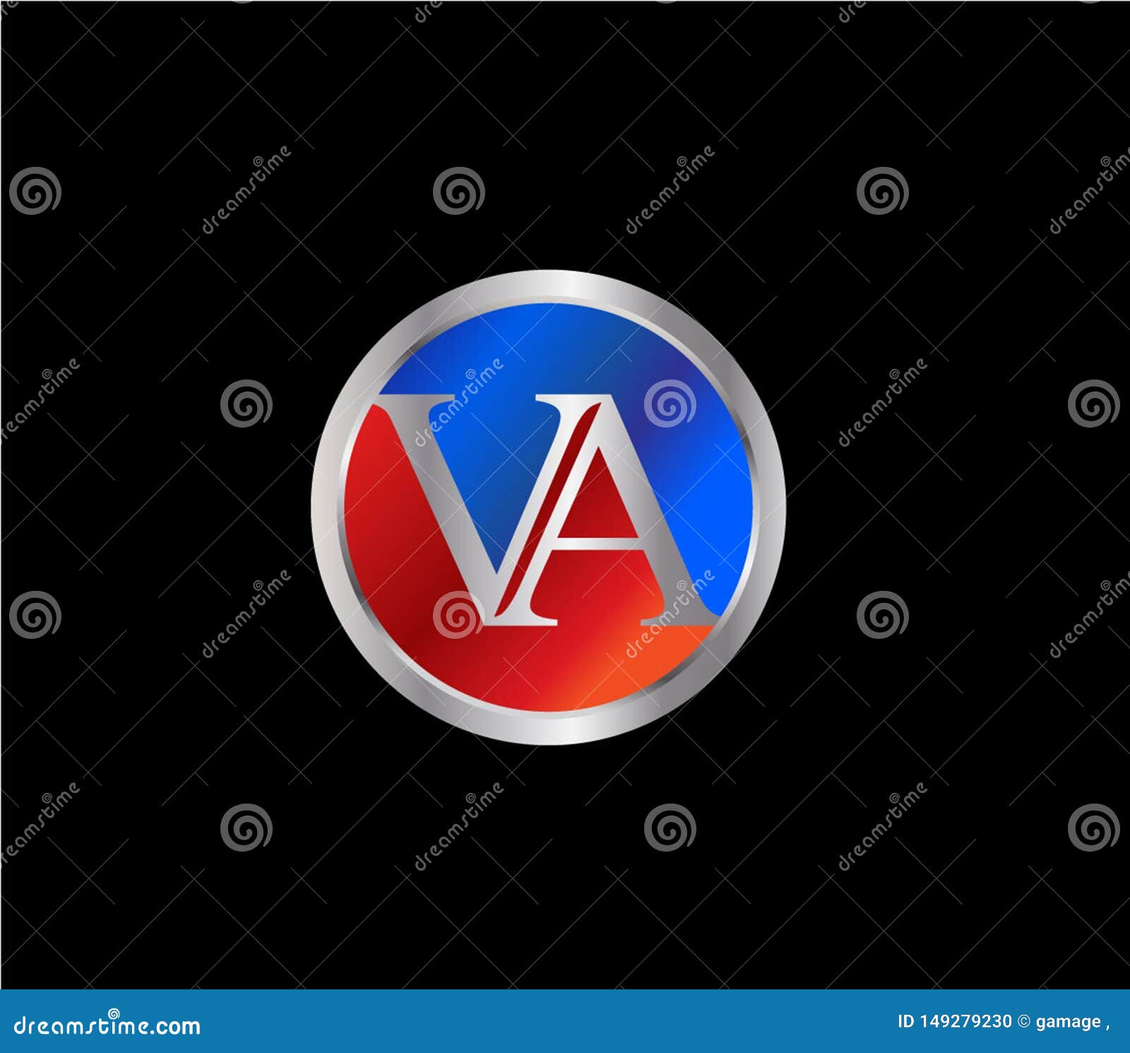VA Initial Circle Shape Red Blue Silver Color Later Logo Design Stock Vector Illustration of