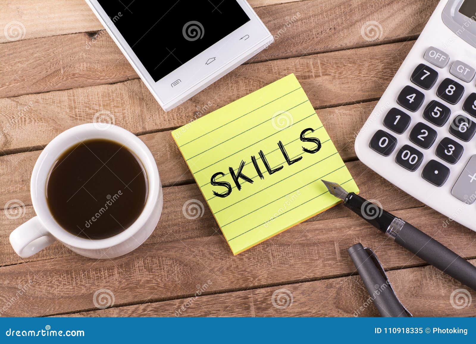 Vaardighedenwoord Op Memorandum Stock Afbeelding  Image of zaken