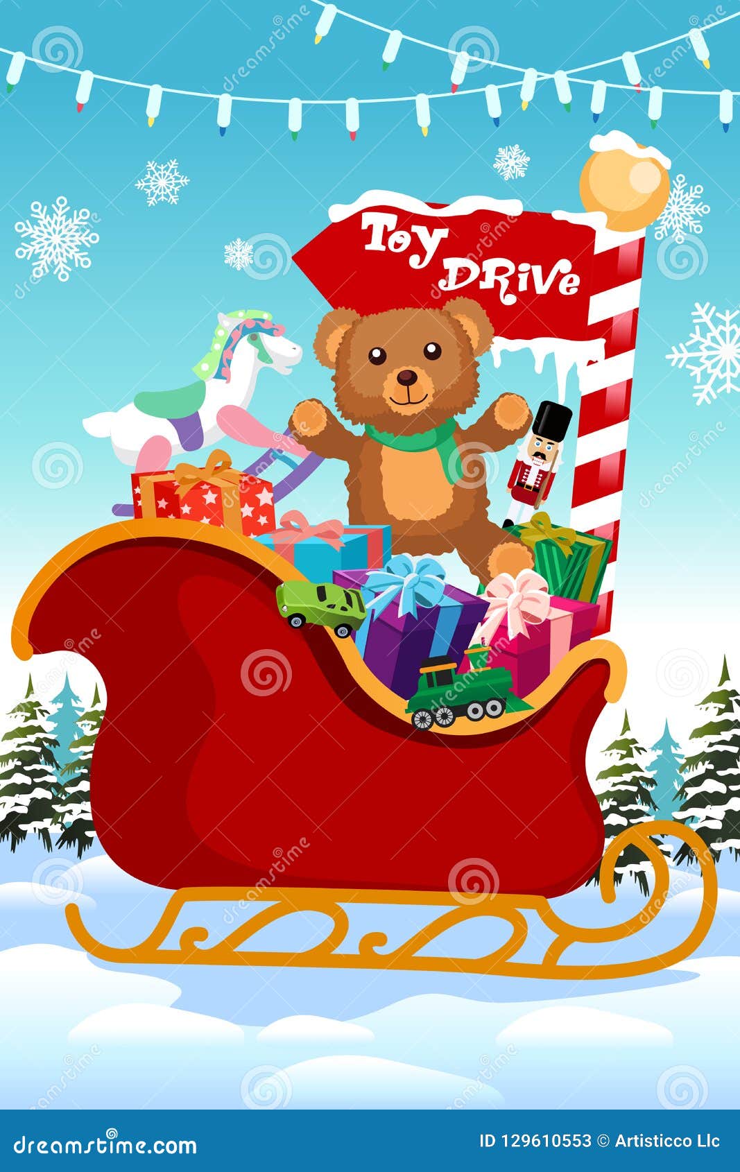 Vacaciones Toy Drive Illustration Ilustración del Vector - Ilustración