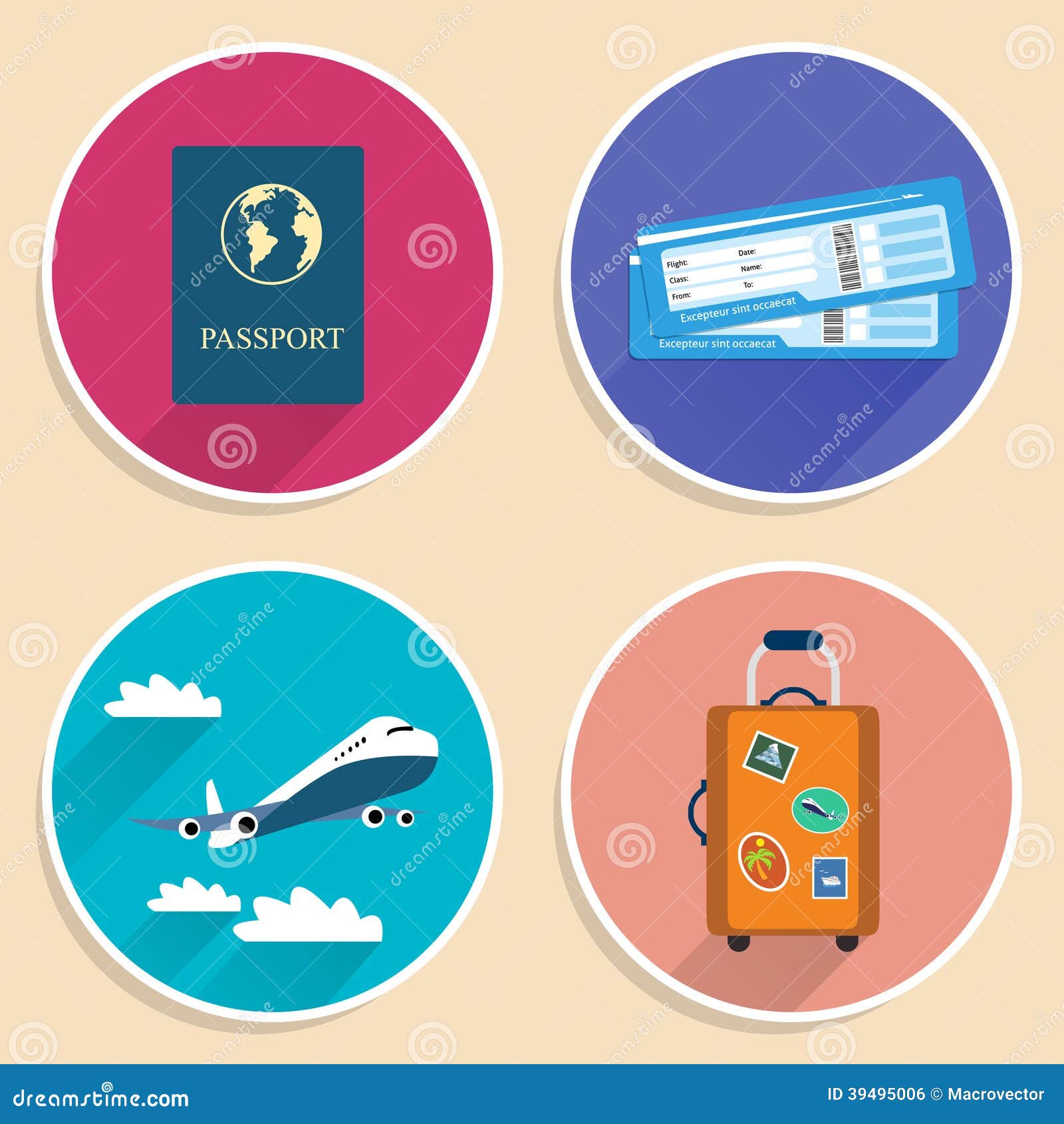 vacation travel voyage icons set