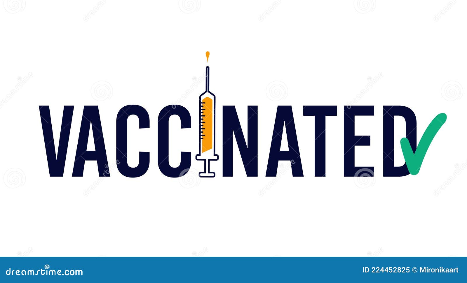 vaccinated  with syringe with vaccine and check mark