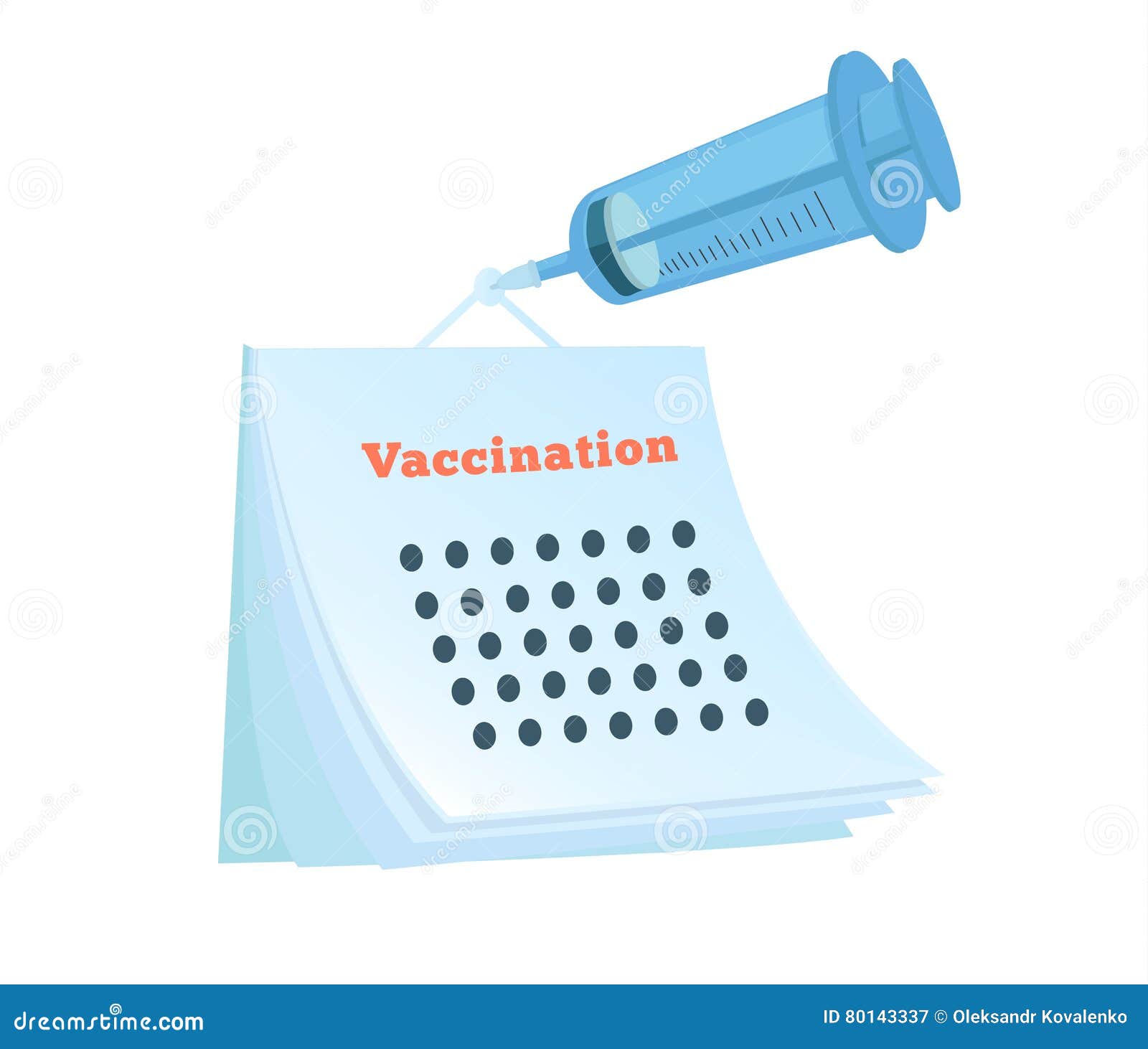 vaccination calendar conceptual . calendar is pined by syringe