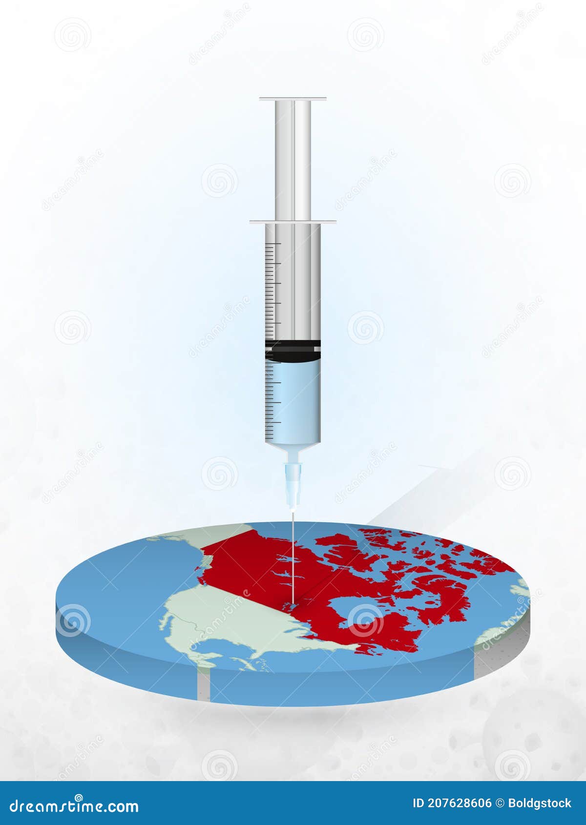 Vaccination of Canada, Injection of a Syringe into a Map of Canada