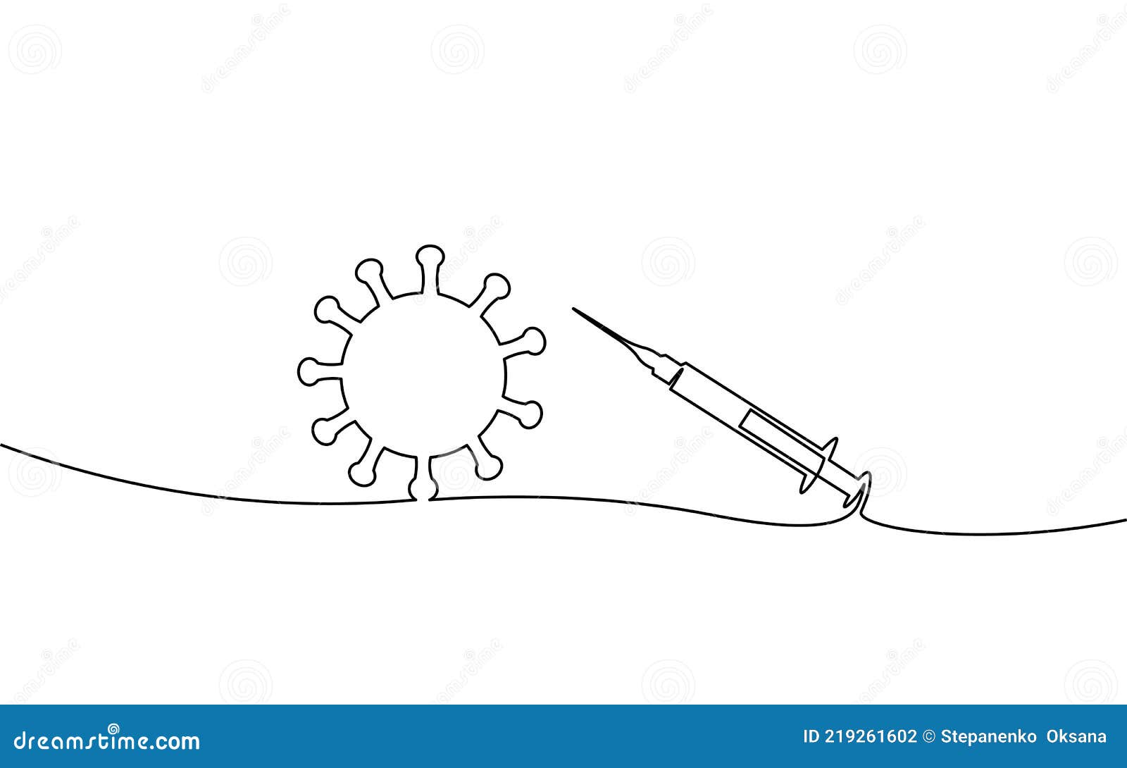 vaccine syringe one single line art concept. pandemic covid coronavirus safe hand drawn sketch. injection epidemia