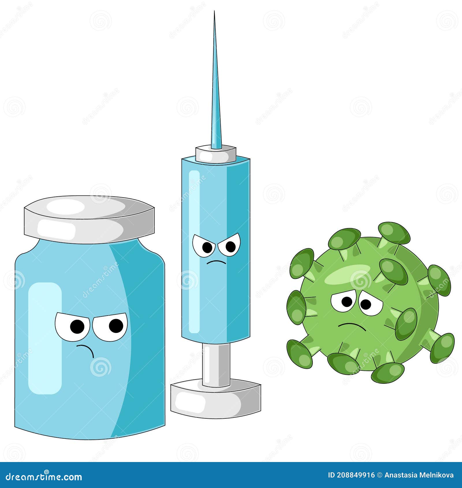 Vacuna Y Jeringa Contra El Virus. Ilustración De Dibujos Animados  Ilustración del Vector - Ilustración de digital, tarjeta: 208849916
