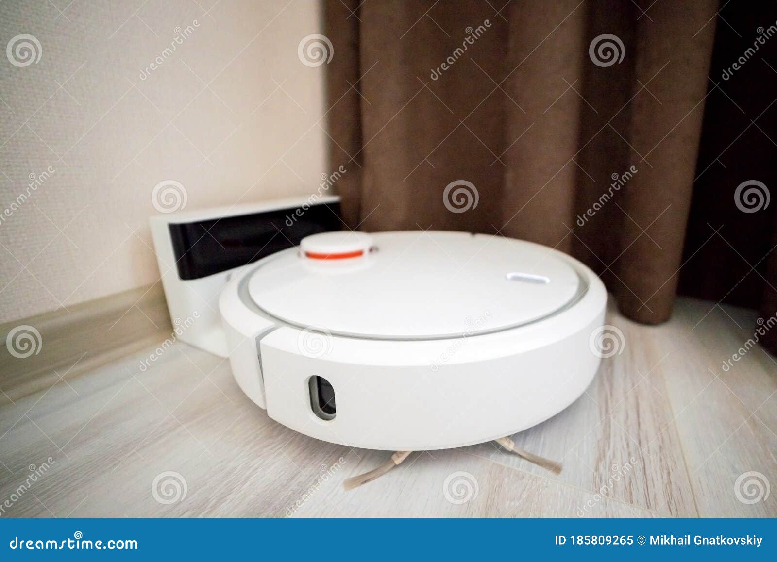 Vacuum Cleaner Robot on Charging Dock Station Stock Image Image of