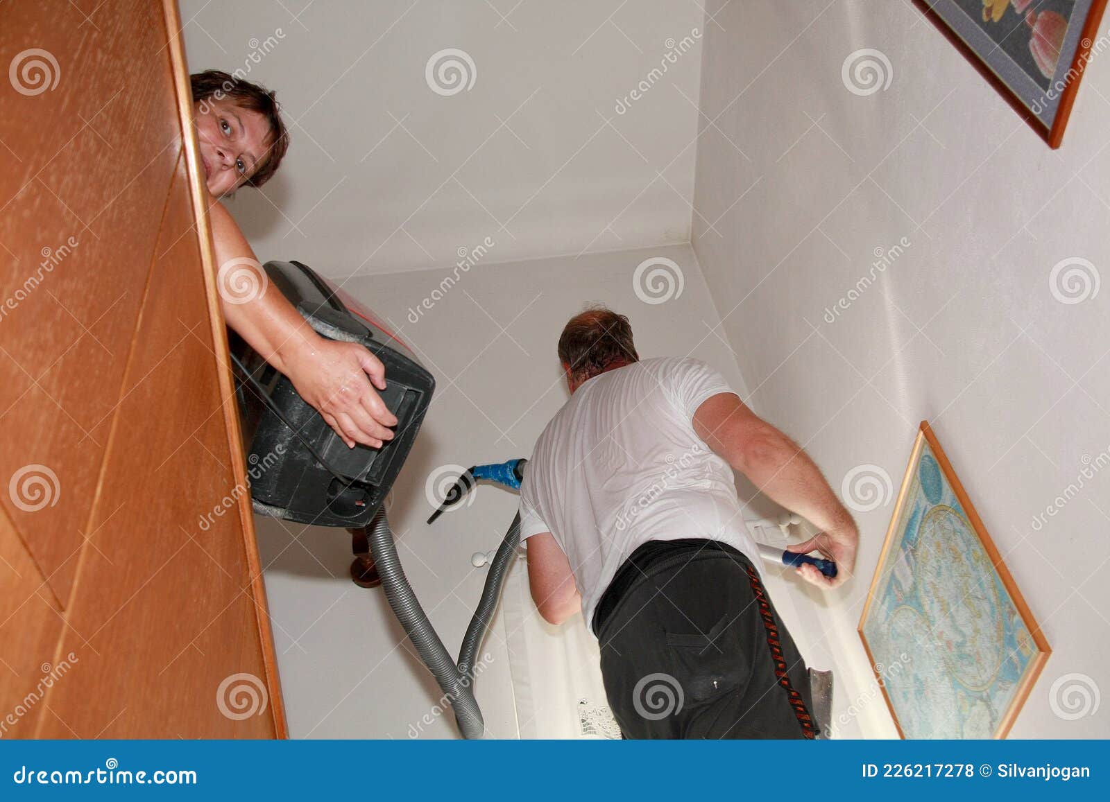 Vacuum Cleaning High Ceiling Stock Photo Image of wall, white 226217278