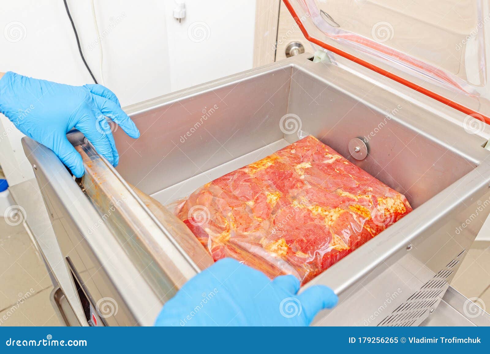 Vacuum Packaging of Marinated Meat Stock Image Image of cutlet