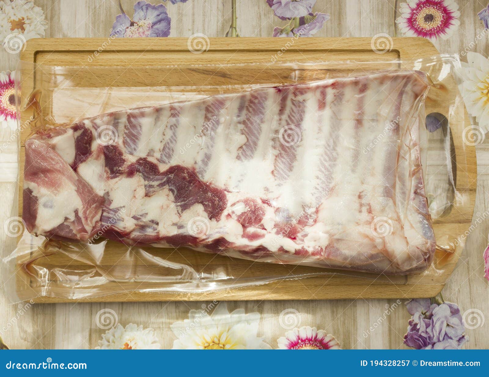 Vacuum Packed Fresh Pork Ribs Meat Stock Image Image of package, retail 194328257