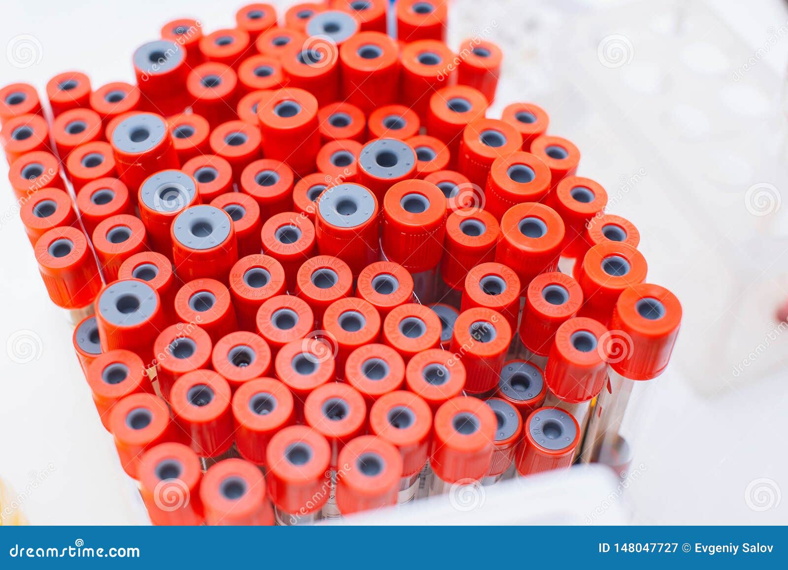 Vacuum Tubes for Blood Collection. Laboratory Blood Test Stock Image