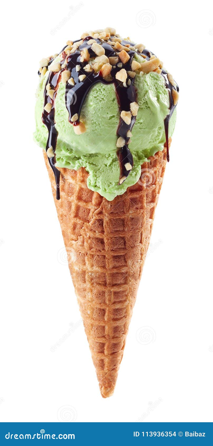 pistachio ice cream with cone