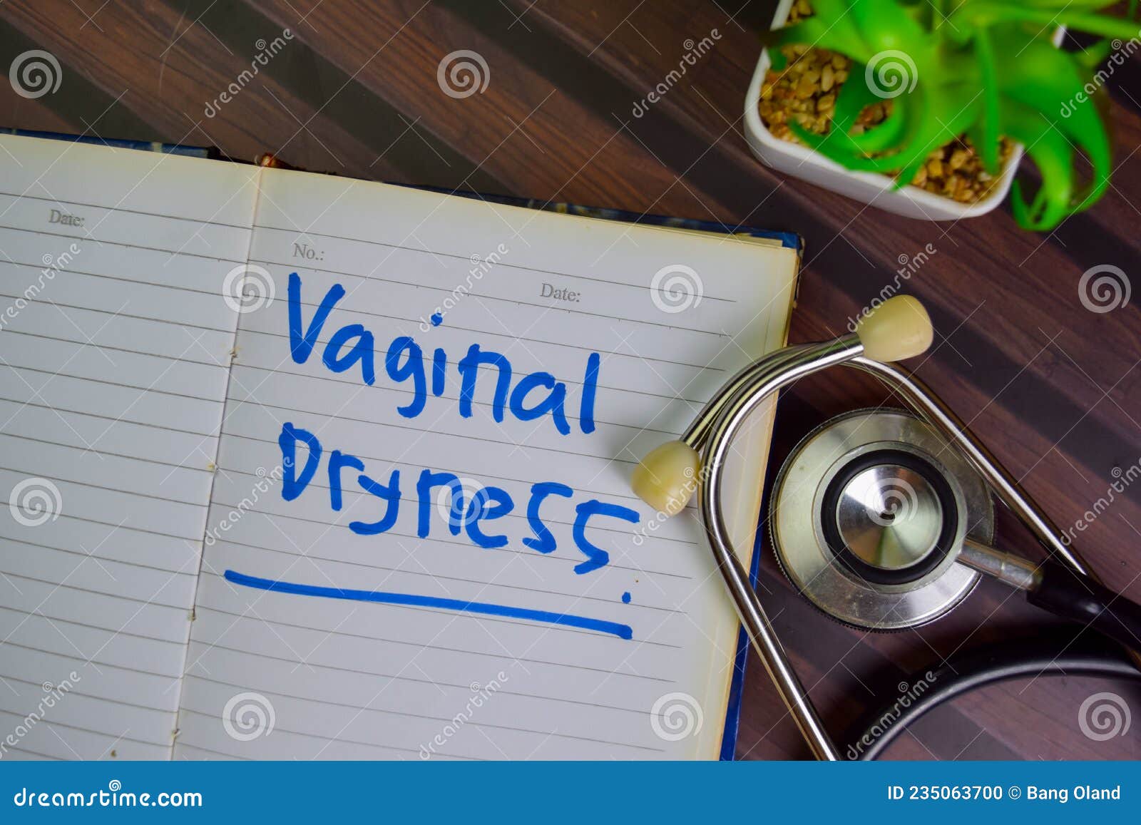vaginal dryness write on a book  on wooden table
