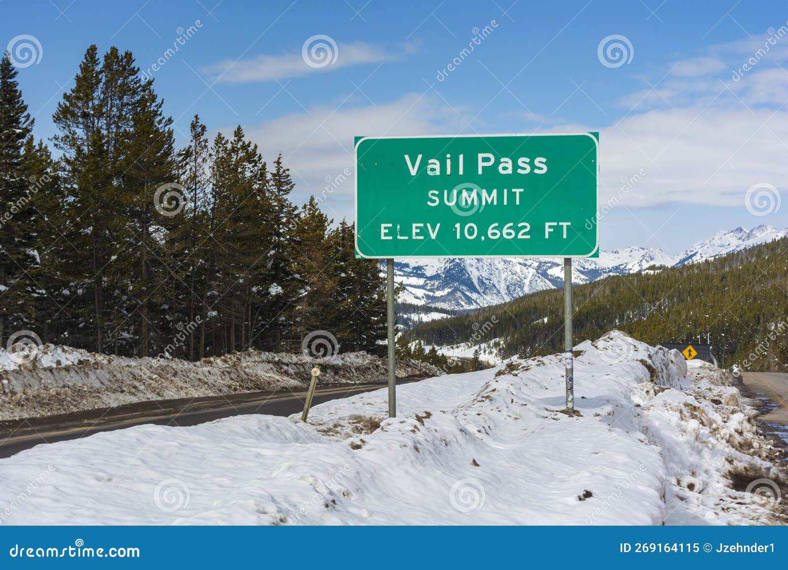 vail pass interstate 70 sign in the colorado rocky mountains