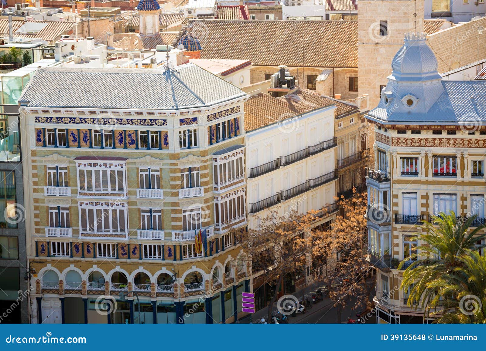 valencia aerial skyline with calle la paz