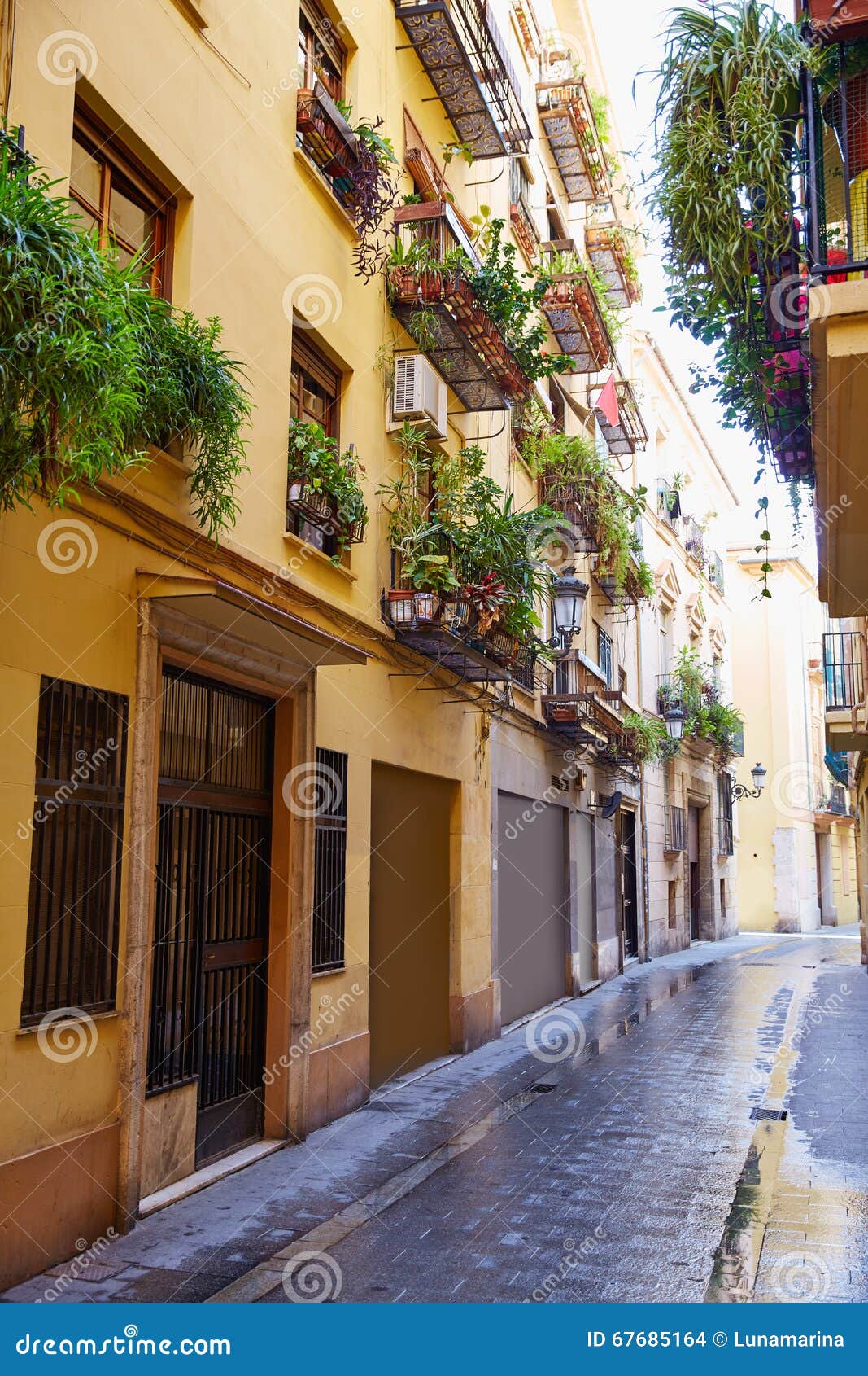 Valencia Barrio Del Carmen Street Facades Spain Stock Photo - Image of ...