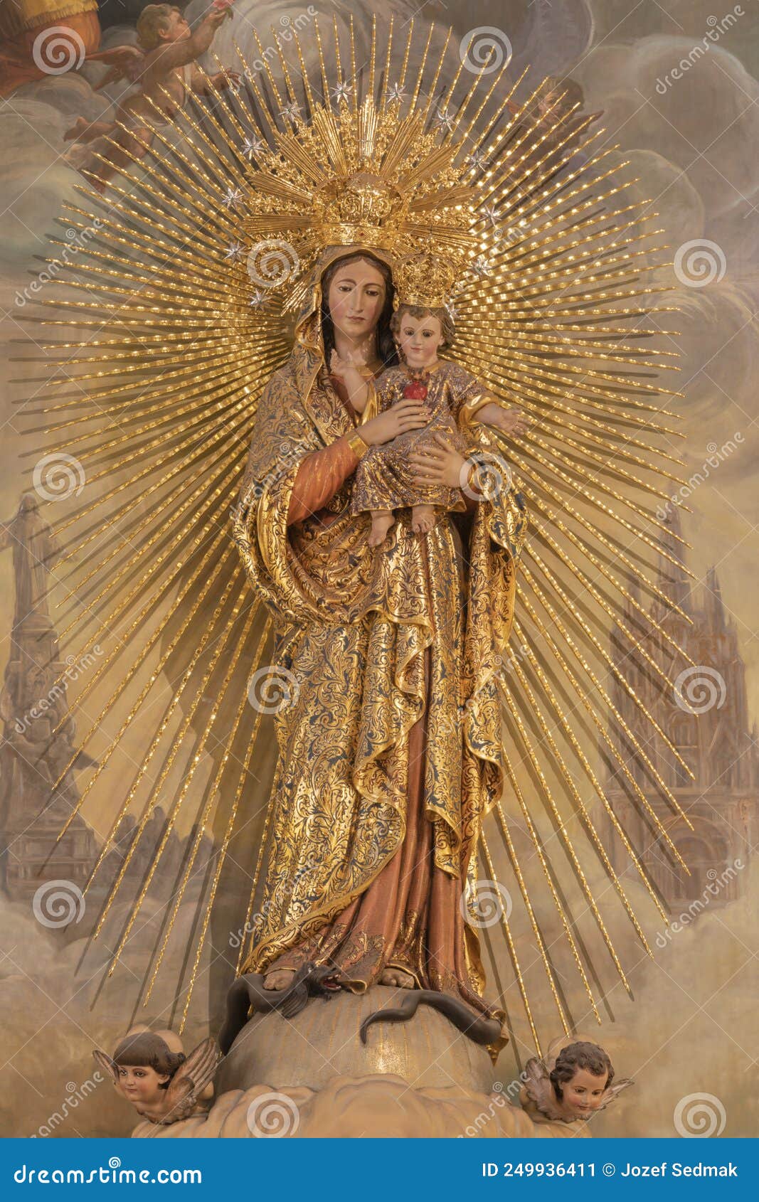 VALENCIA, SPAIN - FEBRUAR 17, 2022: the Carved Polychrome Statue of Madonna  in the Church Iglesia Del Santo Angel Custodio Editorial Photo - Image of  church, carmel: 249936411