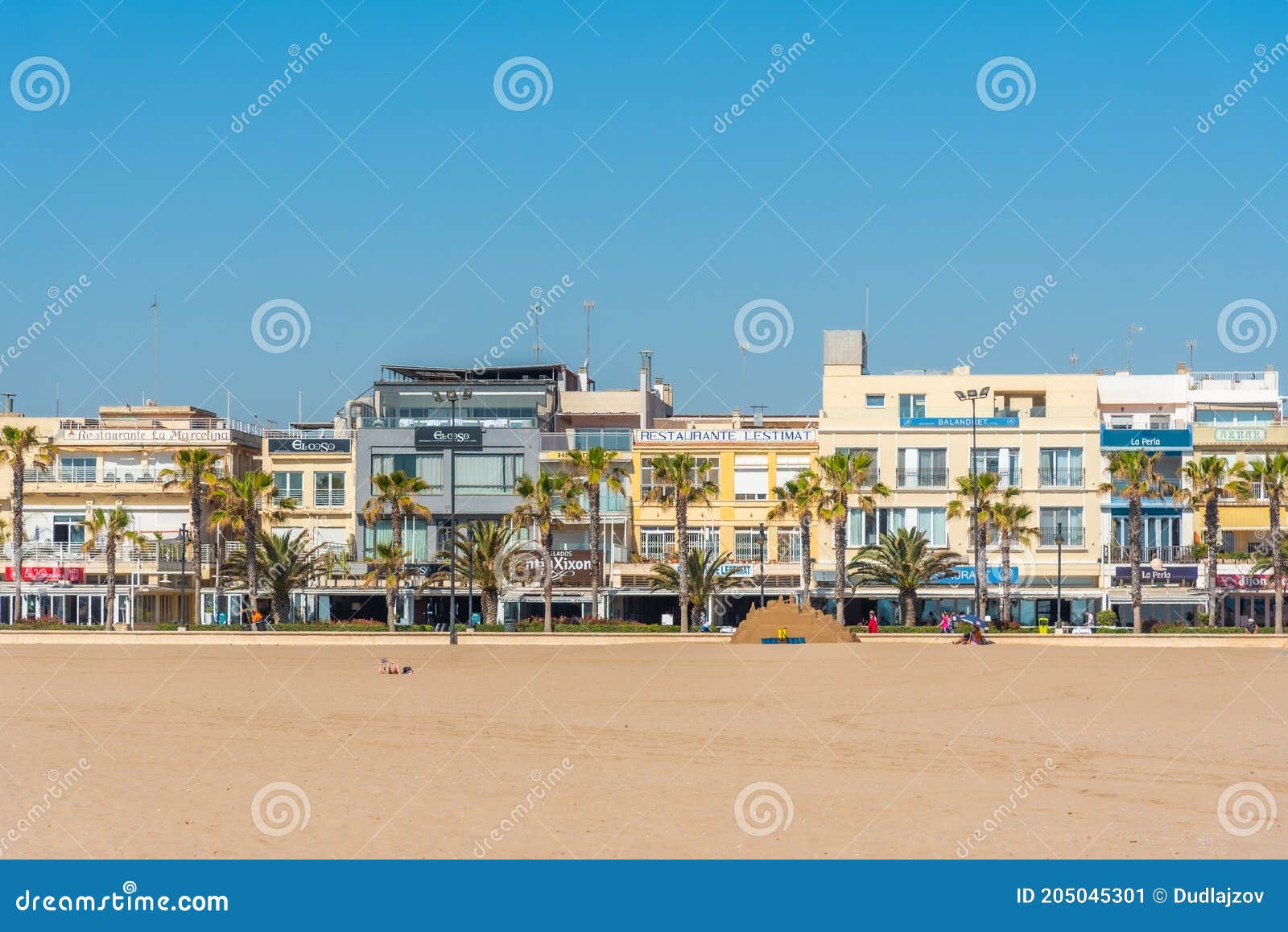 VALENCIA, SPAIN, JUNE 17, 2019 Seaside Waterfront in Valencia, Spain