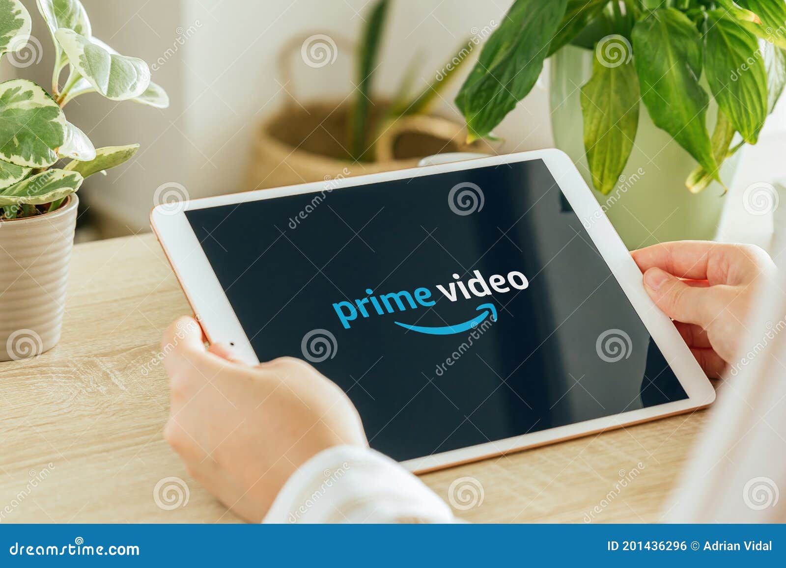 VALENCIA, SPAIN - OCTOBER, 2020 Amazon Prime Video App on a Tablet Screen