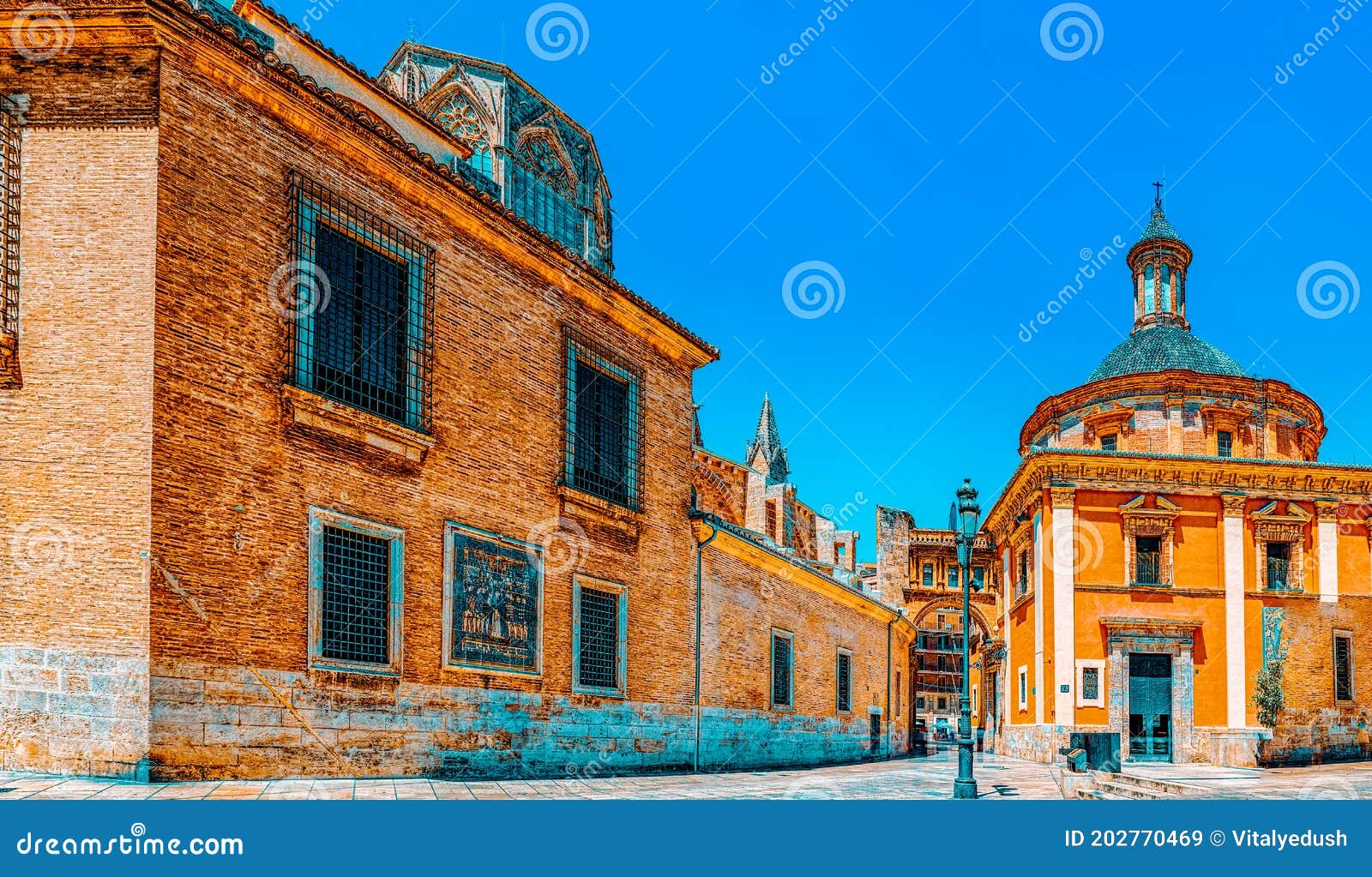 valencia, square of the virgin saint mary and basilica of the mo