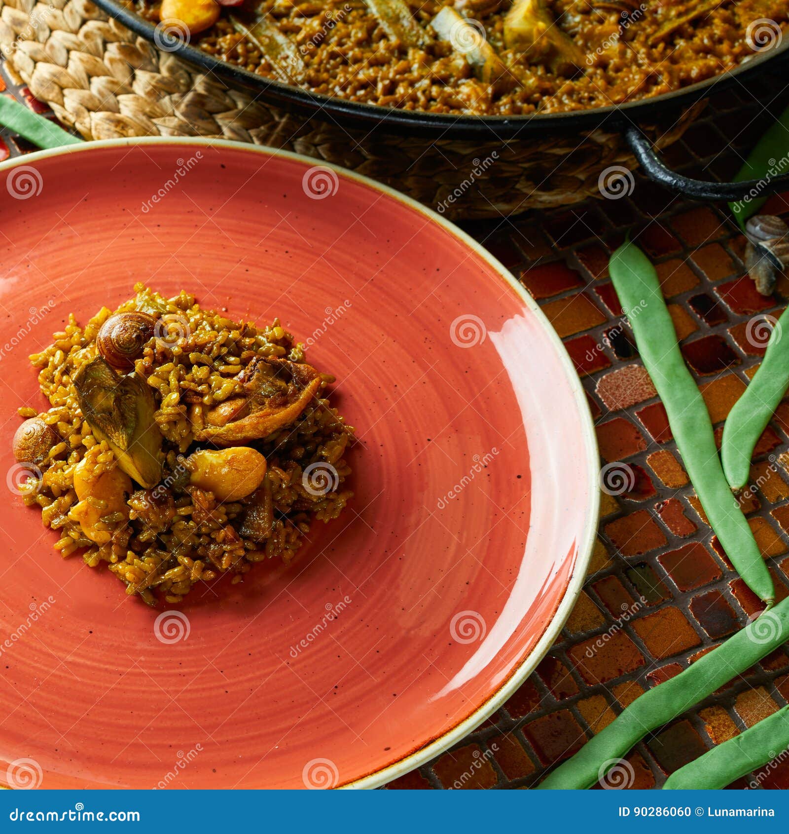 valencian paella with chicken and rabbit